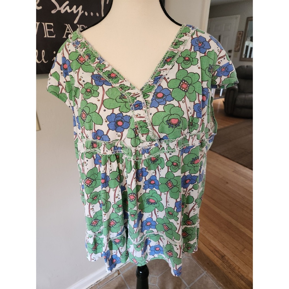 Duck Head Jeans Co Womens Sleeveless Floral V neck Top‎ XL